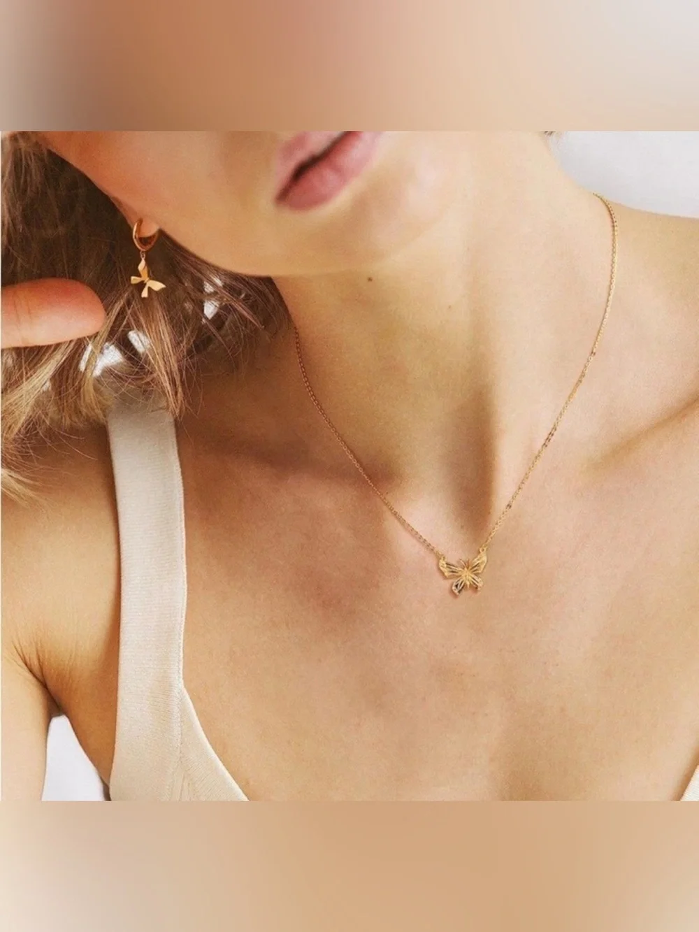 14k Gold Plated Butterfly Pendant Necklace